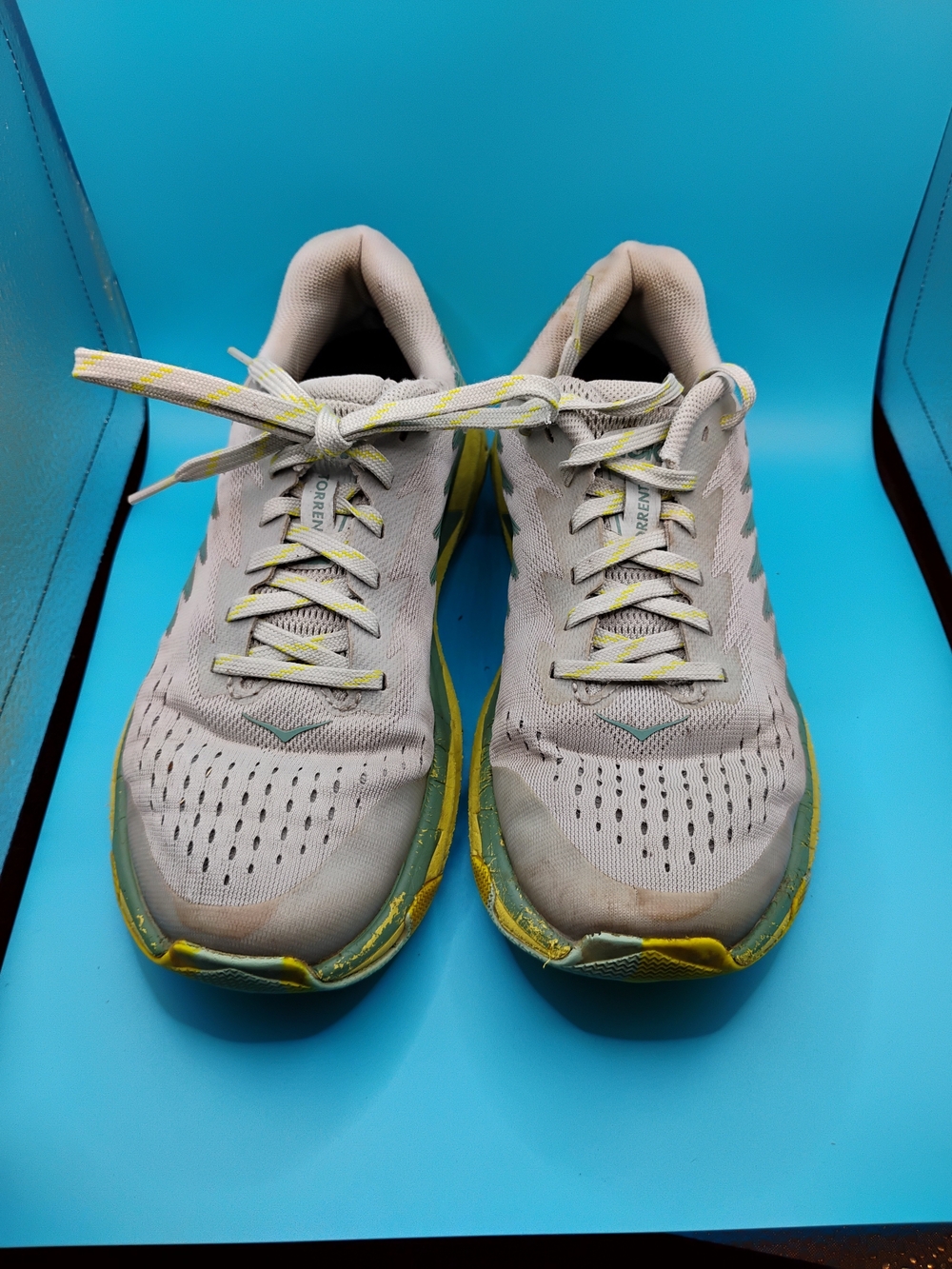 Hoka One One Light Gray and Yellow  Hoka Women's Athletic Running Shoes